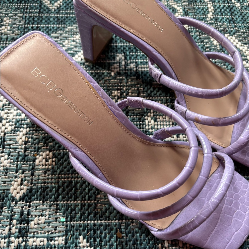 BCBGeneration Purple Strappy Heeled Sandals - Picture 4 of 7